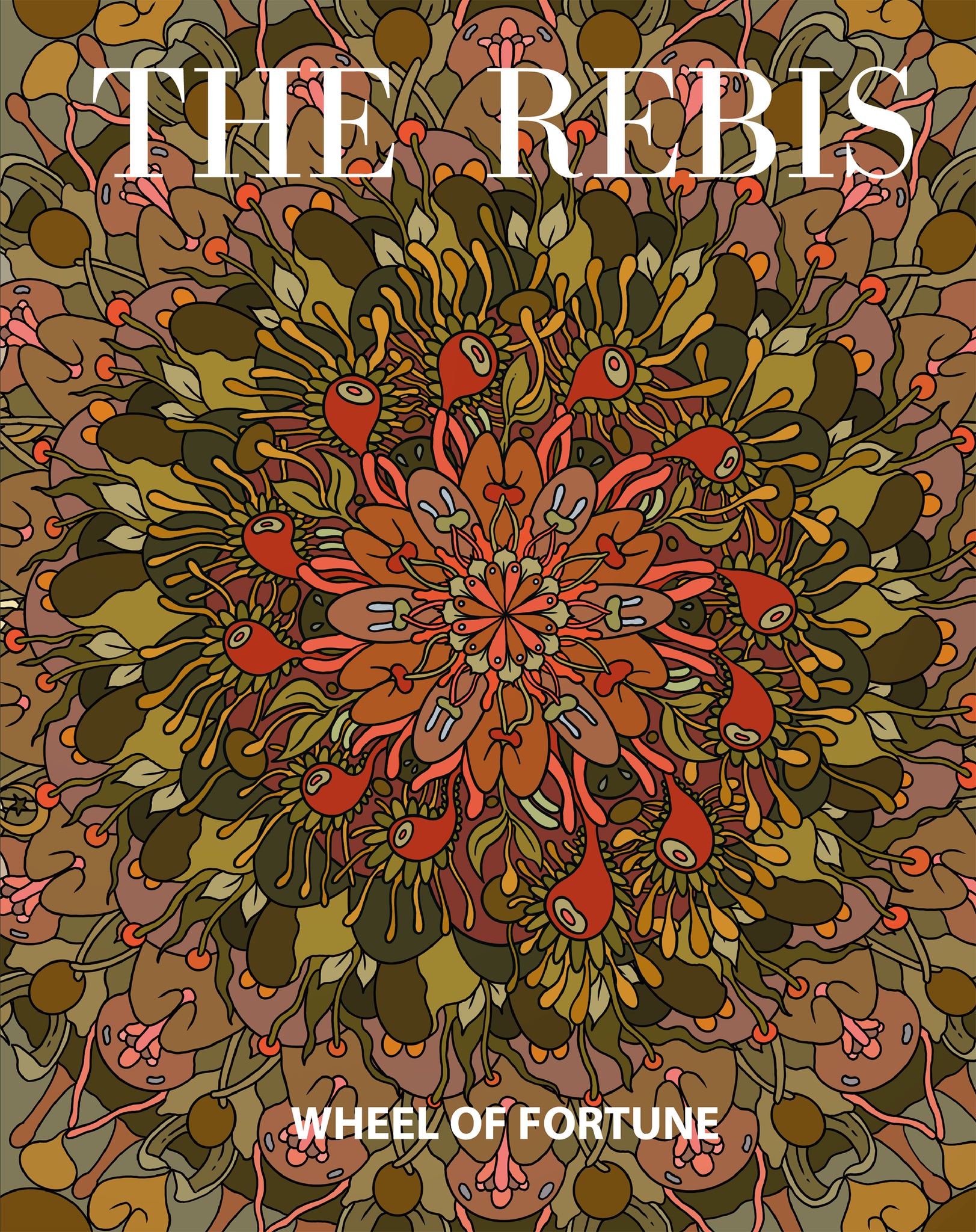 The cover for The Rebis: Wheel of Fortune, an anthology of essays, poetry, artwork, and interviews that explore the themes within the Wheel of Fortune tarot archetype. The cover features an organic mandala of various shapes and textures, in an earth-tone color palette.